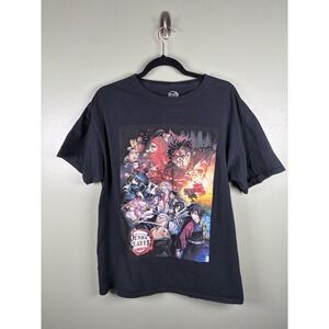 Demon Slayer Graphic T-Shirt Men's Large Faded Black Anime Tee Wash Wear